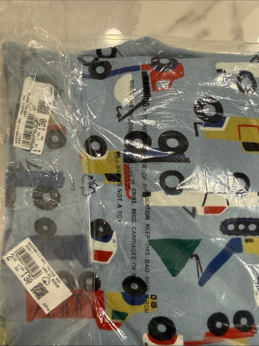 NWT Hanna Anderson blue Boys' Construction Truck Pajama Set - Picture 3 of 3